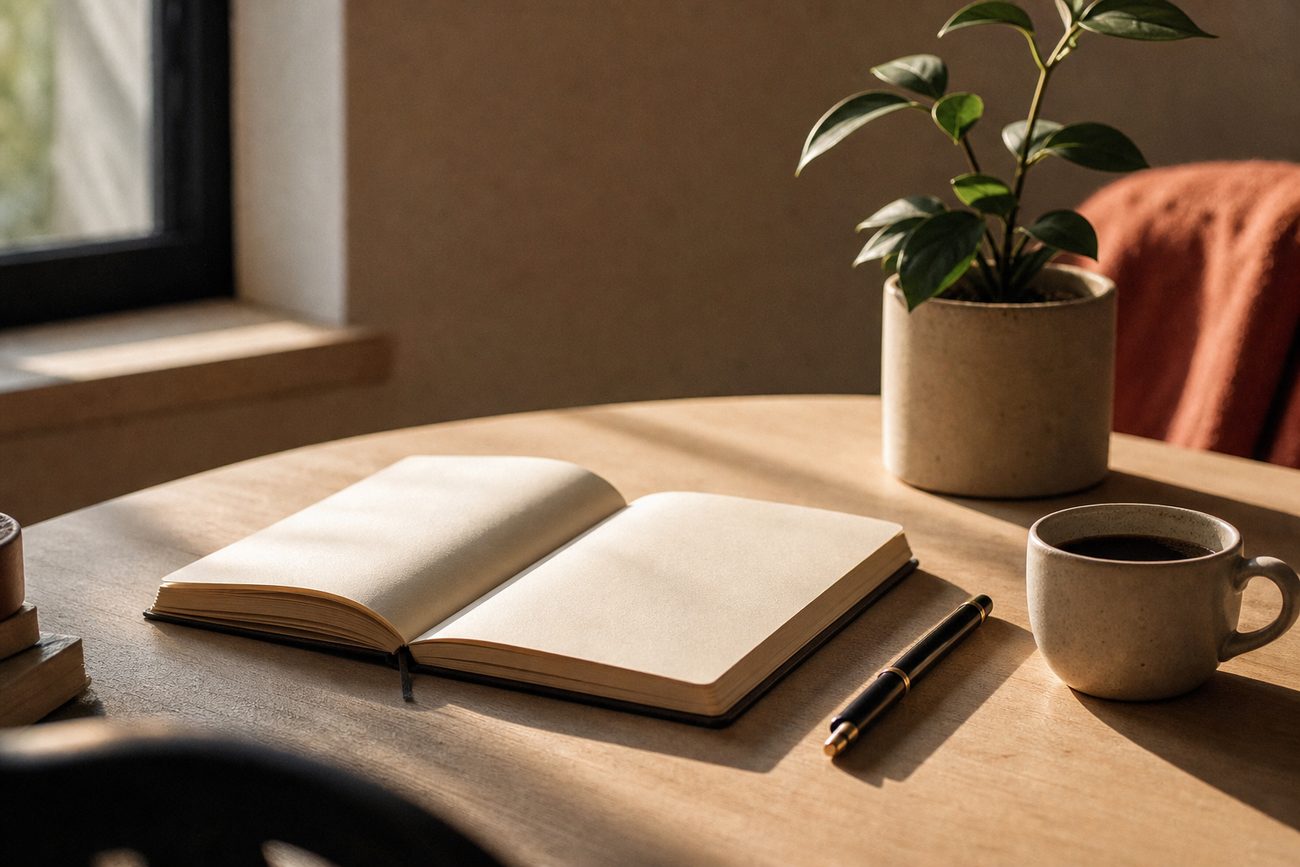 Un escritorio en calma al empezar el día